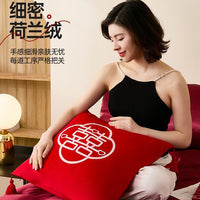Wedding Throw Pillow Pair with Red Festive Design for Newlyweds