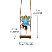 Swinging Boy Fairy Figurine Weather Resistant Resin Boy Fairy on a Swing Handcrafted Look Glow in the Dark Ornament for Gardeners, Balcony
