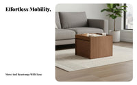 2 Pieces Nesting Coffee Table Set Movable with Wheels Indoor Furniture