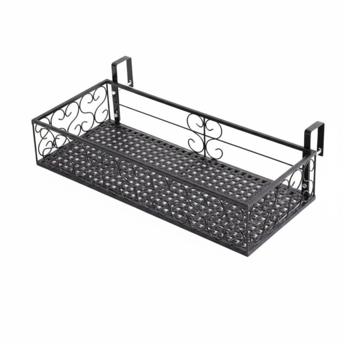 Hanging Railing storage rack areaSaving Balcony Shelf mesh Design for Fence, Gardeners