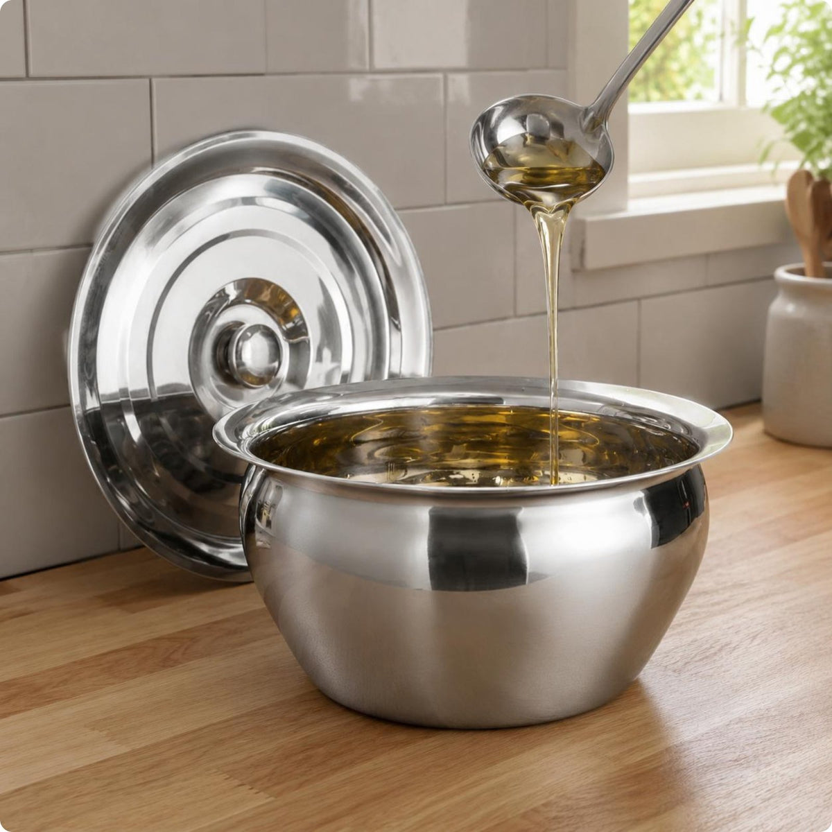 Stainless Steel Oil Basin Rust Resistant Lidded Oil Basin Easy to Clean
