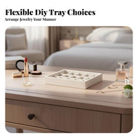 Stackable Jewelry Tray Set Soft Velvet-Lined Compartment Insert