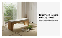 End-of-Bed Bench New Chinese Artistic Design Woven Top Emphasis Stool Sturdy Wood Frame Multi-Functional for Bedroom, Entryway