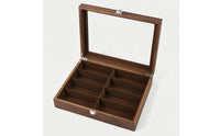 Secure Wood Storage Box with Glass Lid Clear Wooden Box with Glass Lid Hinged 8-Compartment Organizer Rectangular for Hobbyists