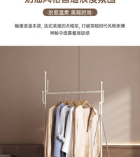 奶油风衣帽架落地卧室晚上放衣服神器仿藤编脏衣篮床边收纳挂衣架