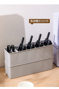 对讲机收纳盒桌面分格收纳酒店餐饮物业保安工地对讲机多格管理盒