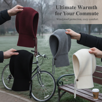 Women's Knitted Balaclava Hat Scarf Set Winter Warm Ear Protection Hooded Beanie