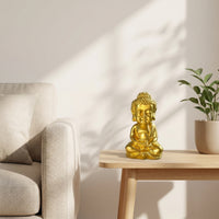 Seated Buddha Figurine Tabletop Meditating Buddha Figurine Golden for Bookshelf