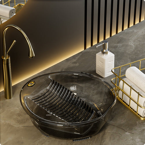 Integrated Washboard Basin Sturdy Hand Wash Tub Space-Saving for Dormitory