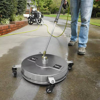 Double Rotating Jets 16.5 Inch Pressure Washer Surface Cleaner Universal 1/4" Quick Connector 16.5 Inch Wheeled Surface Cleaner 360° Swivel Wheels Stainless Steel Floor Scrubber Splash-Unrestricted Skirt for Driveways, Patios, Sidewalks, Decks