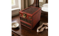 Vintage Wood Jewelry Box Embossed Floral Storage Item Scroll Pattern