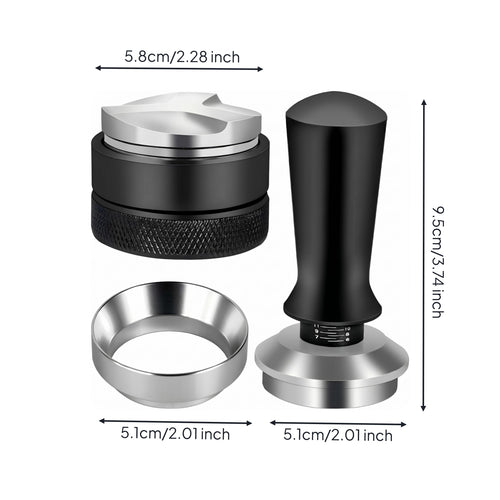 3 Pieces Espresso Distributor Tamper Set Stainless Steel 51mm Coffee Distributor Set Precision Espresso Accessories Kit for Home Baristas