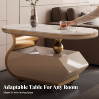 Mobile C-Shaped Table Movable with casters Living Room Furniture Rolling Casters Sturdy Construction for distant Workers