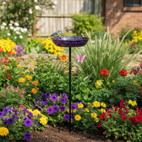 Metal Bird Bath Stable Base Detachable Bird Bath Bowl Weatherproof for Backyard