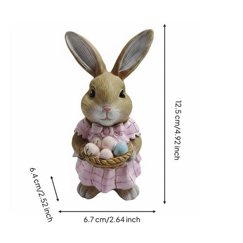 Bunny Figurine Cute Design Resin Garden Hare Hand-Painted Hare Statue for Gardeners, Micro-Landscape, Flower Pot, Desktop
