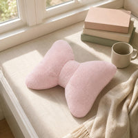 Bow Pillow Fuzzy Bow Cushion Pink for Bed