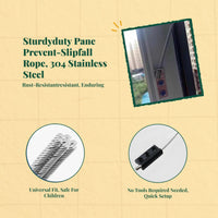 Safety Cord for panes, Fall Restrictor, Stainless Steel Wire Rope, Childproof Lock, Aluminum Alloy, Easy Installation, Home Security, Versatile Use
