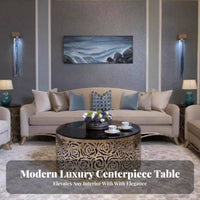 Circular Table with Floral Cutcarved Opening Base Marble Surface Round Pedestal Table Stable Build Adaptable for Residents