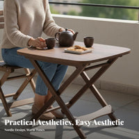 Square Collapsible Wood Table Lightweight Portable Furniture for Campers, Adults