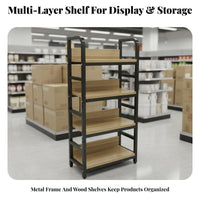 1 Piece Double-sided Display Rack Gondola Shelving Adjustable Shelves Retail Island Fixture Heavy Duty Construction Suitable for Merchandisers Shopkeepers Boutique