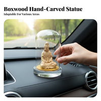 Souvenir Gift Boxwood Buddha Carving Carved Guanyin Statue for Collectors, Buddhists, Living Room, Personal Altar, Office Desk