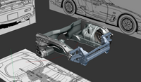 1/64 自制手工 RX7 转子 车架内部结构 车体改装车模车库 A034