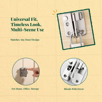 Stainless Steel Door Latch, No-Drill Barrel Bolt, Rust-Resistant Lock, Security for Wooden Doors, Cabinets, Gates