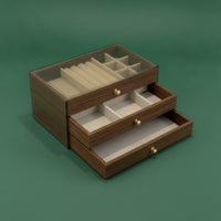 Jewelry Box with Drawers Clear Jewelry Box with Glass Lid Elegant for Collectors