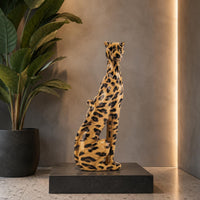 Leopard Figurine Creature Print Home Decor Item Tan and Dark Brown