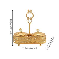 2 Pieces Condiment Jars with Lids and Spoons Golden for Kitchen Countertop