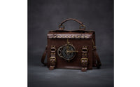 Satchel Bag with Top Handle Retro-Industrial Top Handle Handbag Structured Handbag with Shoulder Strap for Festivals, Cosplay, Streetwear