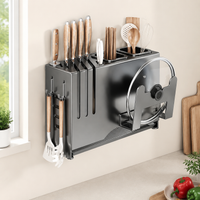 Kitchen Cabinet Organizer Pot Rack, Cookware Stand, Matte Grey Carbon Steel Drainage Kitchen Organizer, Countertop, Chopstick Holder