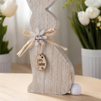 Easter Bunny Figurine Set Easter Table Decor Cute Handcrafted Wooden Bunnies Decorations for Shelf, Tabletop Display, Centerpiece