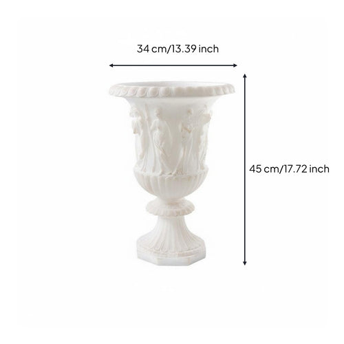 Roman Style Vase Matte Finish Simulated Marble Urn Classic Design White Pedestal Vase for Hotel