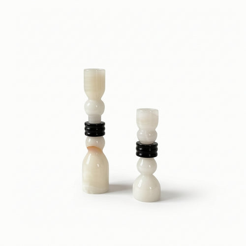 Sculptural Candle Holder Glossy Stacked Candlestick Elegant Candle Holder with Sculptural Design for Entry Console