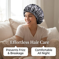 Satin Sleep Bonnet for Large Adjustable Double Layer for Women, Reversible Cap with Edge