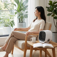 Tabletop Air Desktop Fan Black Grille Mini Oval Viewing Window for Office