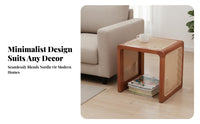 Rattan Cube Stool Versatile Multi-Purpose Low Seat Handmade Look for Living Room