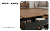 Adjustable Height Convertible Lift-Top Coffee Table Multi-Functional Design Convertible Lift-Top Table Easy to Move Living Room Furniture Space-Saving for Apartment Dwellers, Home Workers, Homeowners, Beside Sofa, Small Areas