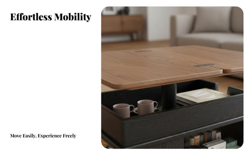 Adjustable Height Convertible Lift-Top Coffee Table Multi-Functional Design Convertible Lift-Top Table Easy to Move Living Room Furniture Space-Saving for Apartment Dwellers, Home Workers, Homeowners, Beside Sofa, Small Areas
