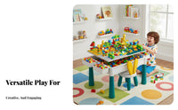 Kids Construction Brick Table Construction Brick Play Table Educational Toy for Young Children, Preschoolers, Playroom, Bedroom, Living Room