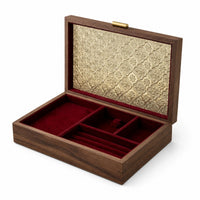 Wooden Jewelry Box Brass Latch Velvet-Lined Jewelry Box Hinged Lid
