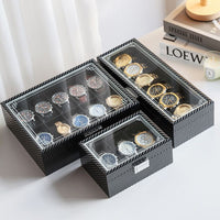 Carbon Fiber Watch Storage Box with Dust Protection, Multiple Slots