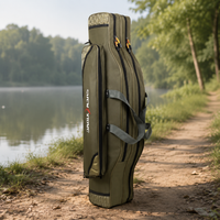Rod Case Fishing Bag Large Capacity Tackle Bag 17cm Oxford Fabric Lightweight with Storage Pockets Fishing Rod Case Shoulder