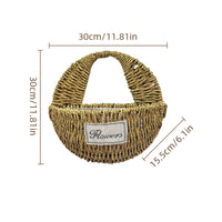 Woven Wall Hanging Basket Artisanal Wall Basket with Handle Rustic