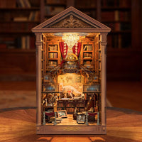 Retro Wooden Literary Alcove Warm LED Wooden Literary Alcove  Lights Library Diorama for Bookshelf