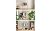 Adjustable Clothes Rack with Wheels Freestanding Double Rod Clothes Rack Long-Lasting Furniture Heavy Duty for Indoor