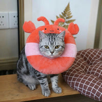 Cat Cone Soft Material Cat Donut with Cartoon Pattern, Nylon Cat Neck Cone and Head Cover