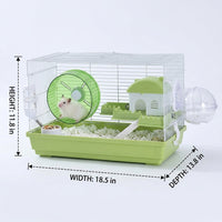 Large Hamster Cage Villa with Double Layer, Iron Wire House for Syrian Hamster, Luxury 60cm Width Habitat with Exercise Wheel and Top Door Access