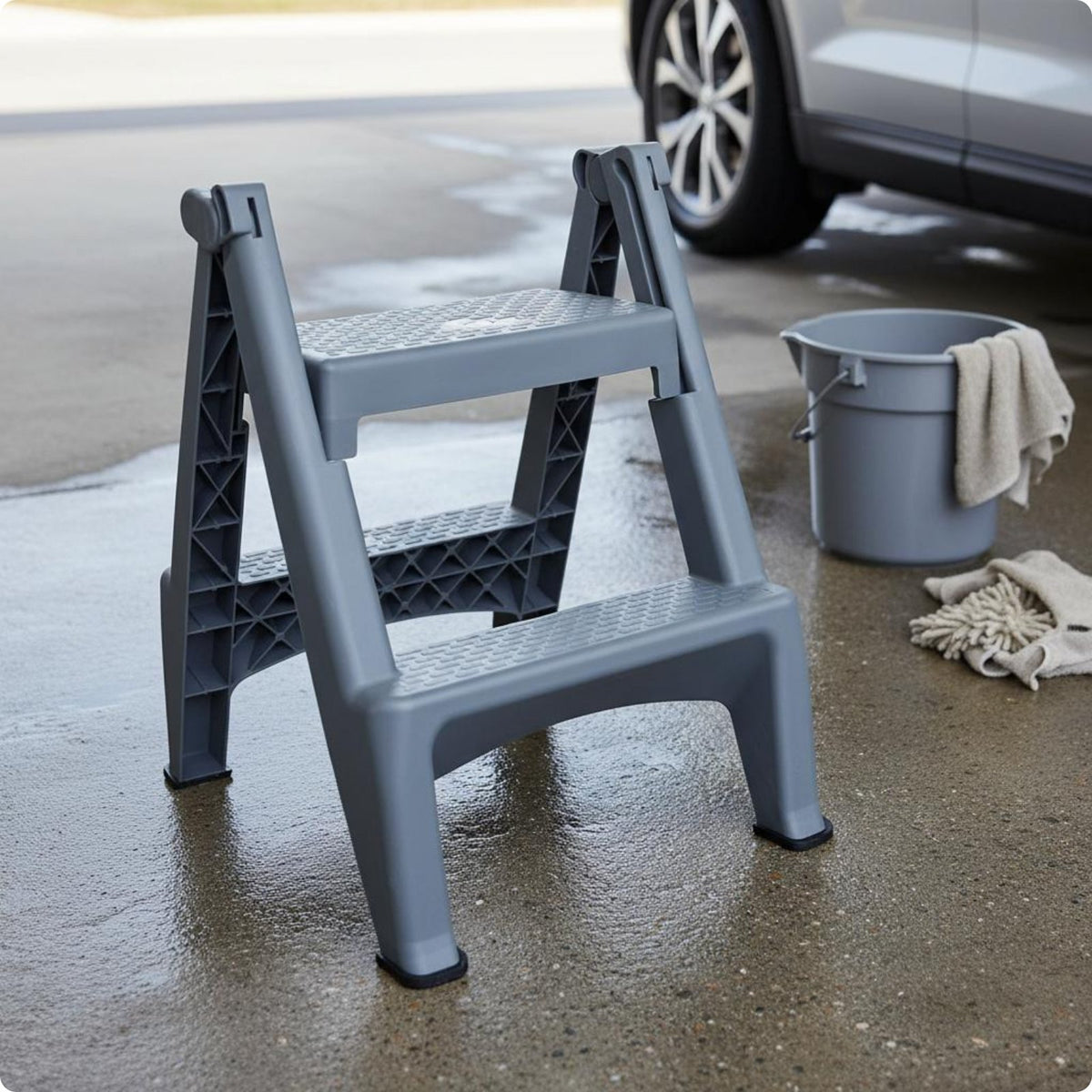 2-Step Folding Stool Foldable 2-Step Folding Ladder Thickened for Car Wash, Home